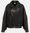 Saint Laurent Oversized Leather Blouson In Noir
