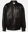Saint Laurent Textured-leather Bomber Jacket In Black