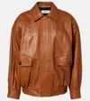 Saint Laurent Flap-pockets Leather Jacket In Brown