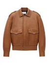 Saint Laurent Oversized Jacket In Shiny Plunged Lambskin In Brown