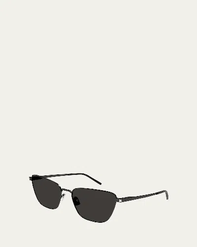 Saint Laurent Oversized Metal Cat-eye Sunglasses In Black