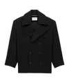 Saint Laurent Oversized Peacoat In Wool In Black