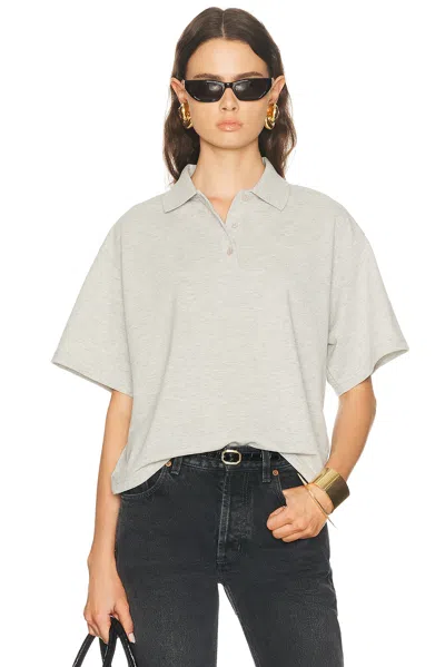Saint Laurent Oversized Polo Top In Gray