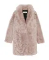 Saint Laurent Oversized Shearling Jacket In Pink