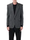 Saint Laurent Oversized Single-breasted Herringbone Wool Jacket In Gray