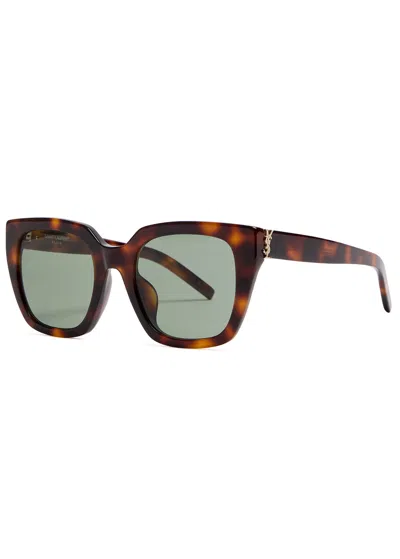Saint Laurent Oversized Square-frame Sunglasses In Brown Havana