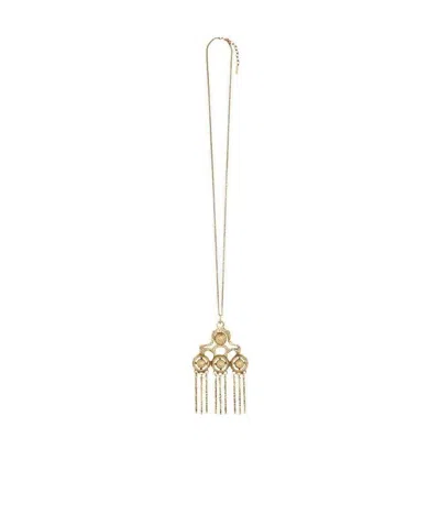 Saint Laurent Oversized Talisman Pendant Necklace In Yellow