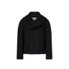 Saint Laurent Oversized Virgin Wool Peacoat With Silk Lining In Black