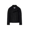 Saint Laurent Oversized Virgin Wool Peacoat In Black