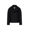 Saint Laurent Oversized Virgin Wool Peacoat With Silk Lining In Black