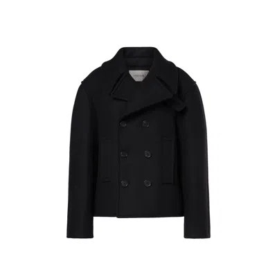 Saint Laurent Oversized Virgin Wool Peacoat With Silk Lining