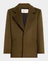 Saint Laurent Single-breasted Wool Coat In Kaki