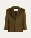 Saint Laurent Single-breasted Wool Coat In Kaki