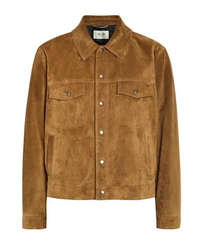 Saint Laurent Oversized-fit Leather Jacket In Brown