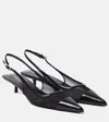 Saint Laurent Oxalis Patent Leather-trimmed Mesh Slingback Pumps In Black