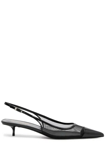 Saint Laurent Oxalis 30 Mesh Slingback Pumps In Black