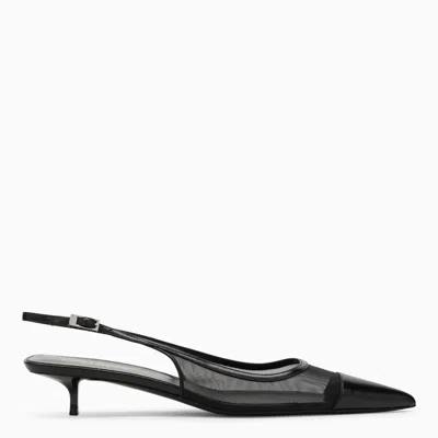 Saint Laurent Oxalis Black Mesh And Leather Pump