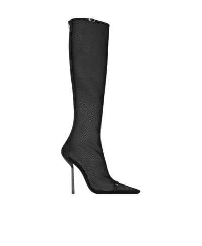 Saint Laurent Oxalis Leather Boots In Black