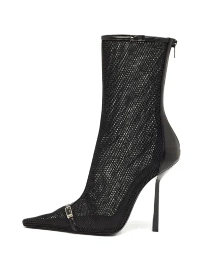 Pre-owned Saint Laurent Oxalis Mesh Boots In Black