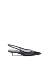 Saint Laurent Oxalis Patent Leather-trimmed Mesh Slingback Pumps In Black  