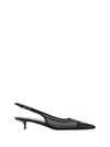 Saint Laurent Oxalis Patent Leather-trimmed Mesh Slingback Pumps In Nero/nero