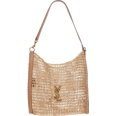 Saint Laurent Oxalis Raffia Macramé Shoulder Bag