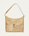 Saint Laurent Oxalis Ysl Monogram Shoulder Bag In Raffia With Bronze Hardware In Natural/vintage Brown