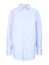 Saint Laurent Oxford Shirt Long Sleeves Button Cuffs Hem In Blue