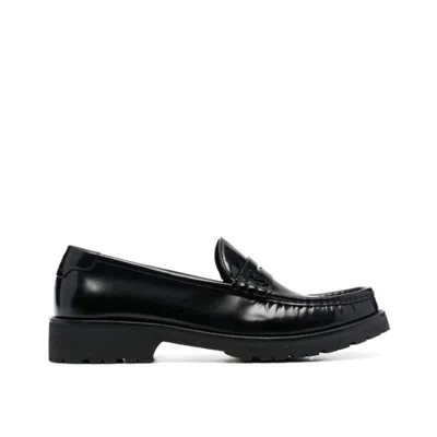 Saint Laurent Oxford Leather Loafers In Black
