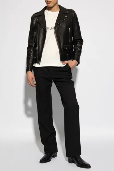 Saint Laurent Padded Biker Jacket In Black