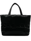 Saint Laurent Logo Debossed Silk Canvas Tote Bag In Black