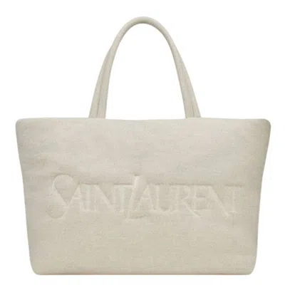 Saint Laurent Padded Jersey Tote Bag In Sand