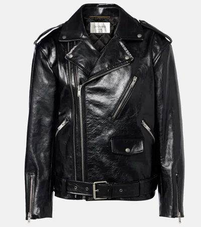 Saint Laurent Padded Leather Biker Jacket In Black