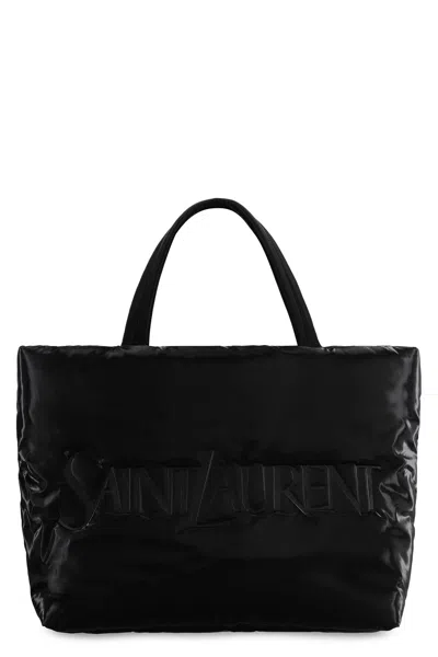 Saint Laurent Padded Nylon Tote Handbag In Black
