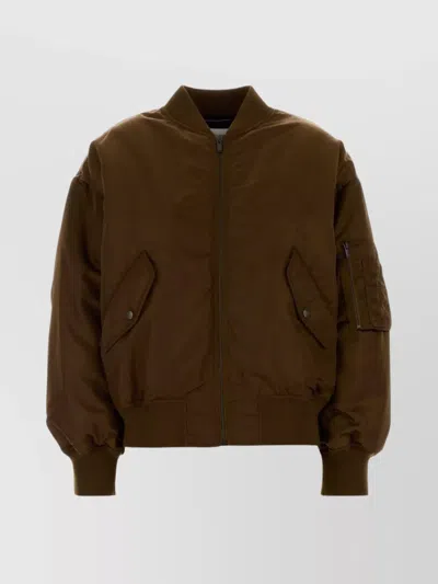 Saint Laurent Padded Oversized Bomber Jacket In Brown