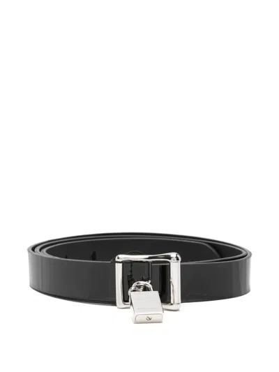 Pre-owned Saint Laurent Padlock-detail Belt In Black