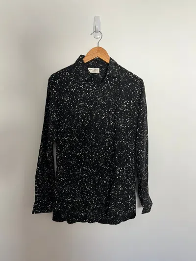 Pre-owned Saint Laurent Paint Splatter Hedi Shirt In Black