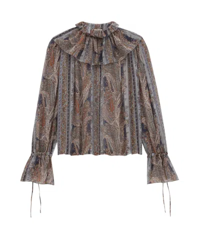 SAINT LAURENT SAINT LAURENT PAISLEY RUFFLED BLOUSE