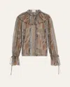 Saint Laurent Paisley Button Down Sheer Blouse In Multicolore