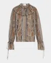 Saint Laurent Paisley Button Down Sheer Blouse In Multicolore