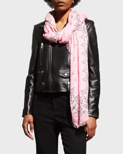 Saint Laurent Paisley Cashmere-blend Bandana Scarf In Rose Black