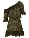 Saint Laurent Paisley Off-the-shoulder Mini Ruffled Dress