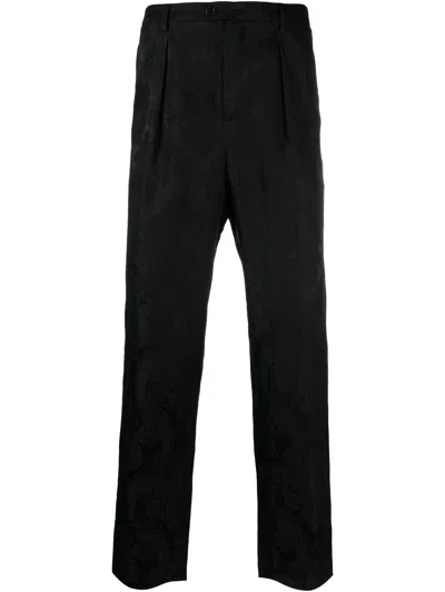 Saint Laurent Paisley Jacquard Straight Trousers In Black