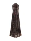 Saint Laurent Pleated Tiered Paisley-print Metallic Silk-blend Georgette Maxi Dress In Brown