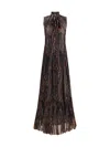 Saint Laurent Pleated Tiered Paisley-print Metallic Silk-blend Georgette Maxi Dress In Brown