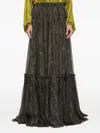 Saint Laurent Country-style Tiered Long Skirt In Black