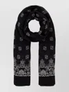 Saint Laurent Exquisite Scarf With Intricate Embroidery And Fringed Trim