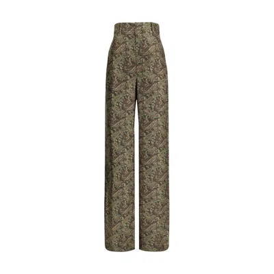Saint Laurent Paisley Patterned Silk Pants In Animal Print