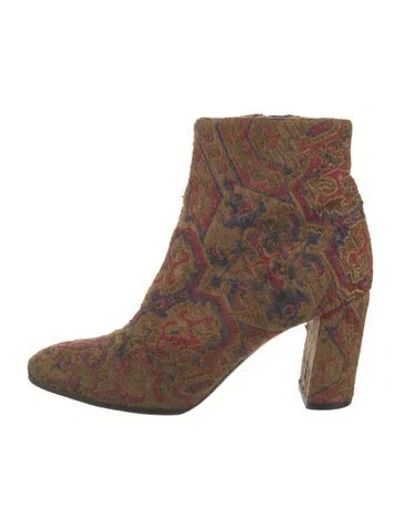 Pre-owned Saint Laurent Paisley Print Boots In Brown