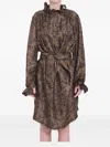 Saint Laurent Paisley Pattern Silk Twill Dress Dresses Brown In Brown